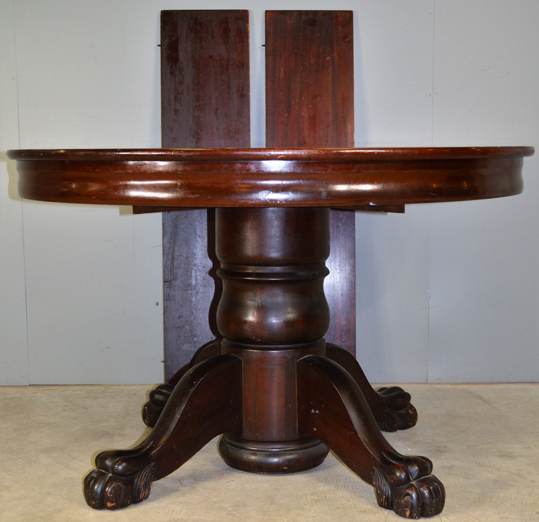 SOLD Round Mahogany Fancy Claw Foot Dining Table – 1900’s