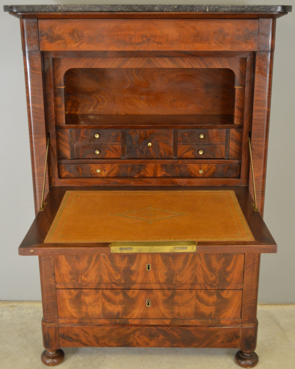 SOLD Biedermeier Flame Mahogany Abante Marble Top Chest