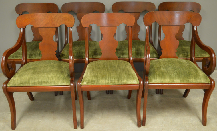 SOLD Set of 7 Mahogany Empire Style Dining Chairs