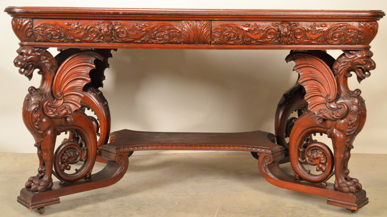 SOLD R.H. Horner Full Wing Griffin Writing Desk