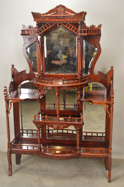 SOLD Extraordinary Carved Eastlake Cherry Etagere