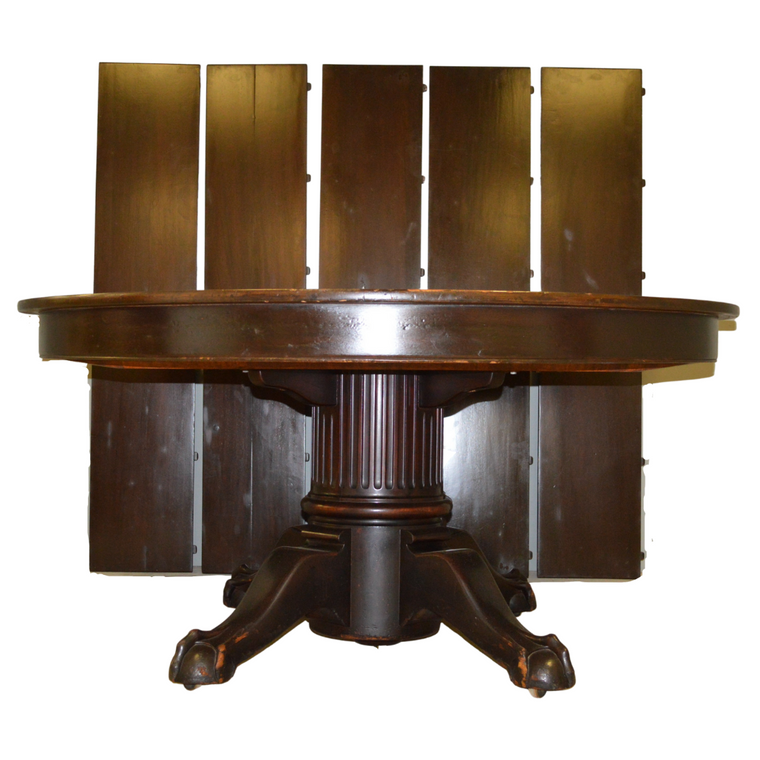 Mahogany Round 12 Foot Banquet Table with Ball and Claw Feet