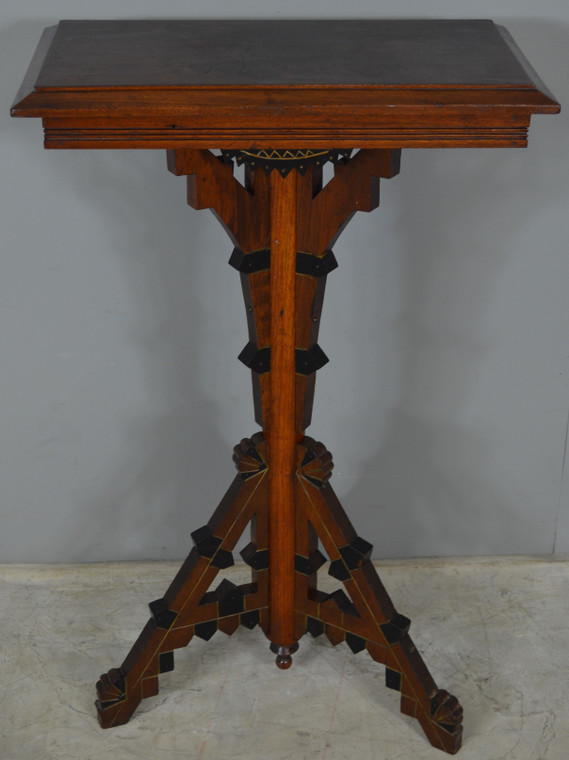SOLD Victorian Incise Carved Walnut Plant Stand Lamp Table