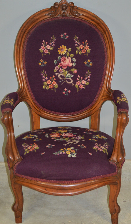 SOLD Victorian Needlepoint Arm Chair
