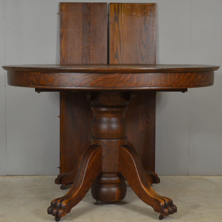 SOLD Victorian Round Oak Claw Foot Banquet Dining Table