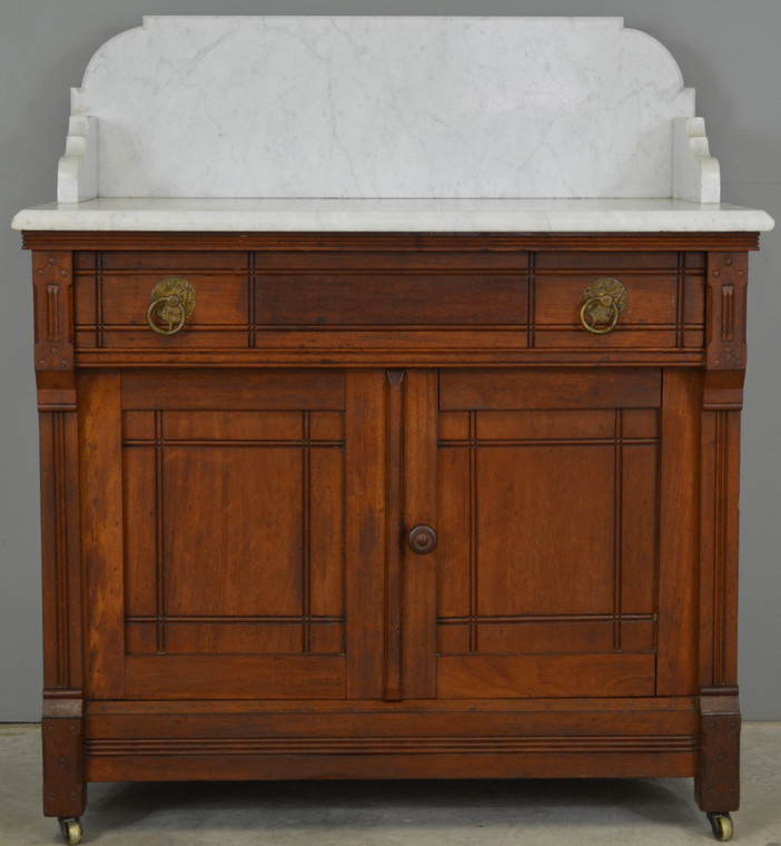 SOLD Victorian Eastlake Marble Top Commode / Wash Stand