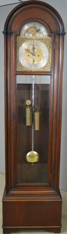 SOLD Mahogany Double Weight Grandfather Clock with Chimes