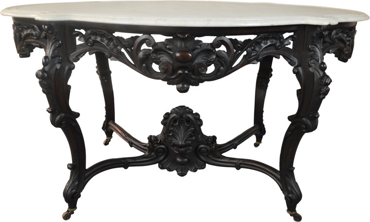 SOLD Rococo Victorian Carved Marble Top Center Table
