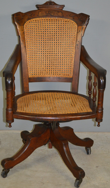 SOLD Victorian Burl Walnut Swivel Tilt Office Chair