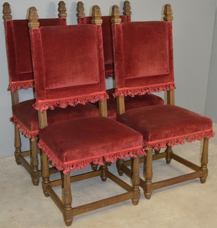 SOLD Set of 4 Carved Oak Dining Chairs