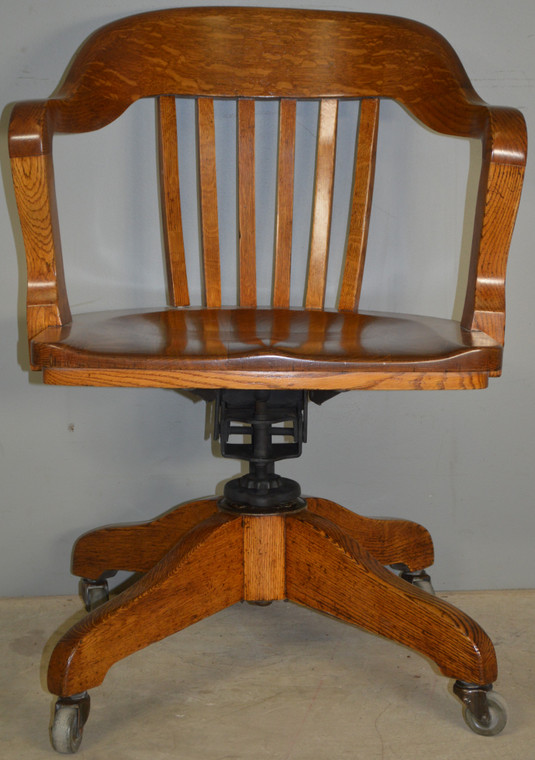 SOLD Antique Oak Lawyer's Bankers Swivel Tilt Office Chair