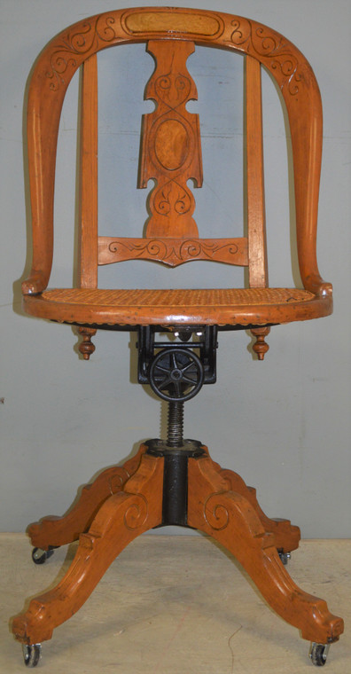 SOLD Victorian Burl Walnut Swivel Desk Office Chair