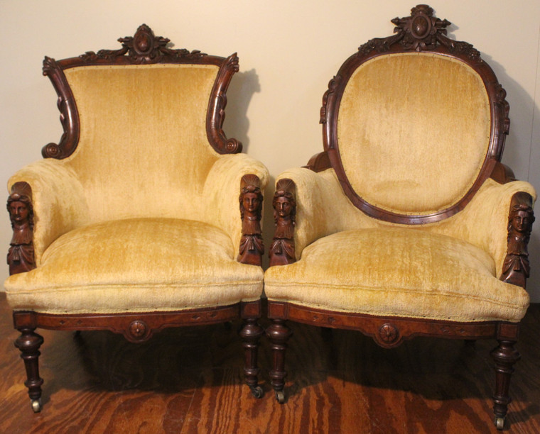 SOLD Pair of John Jelliff Arm Chairs – Jenny Lind Heads