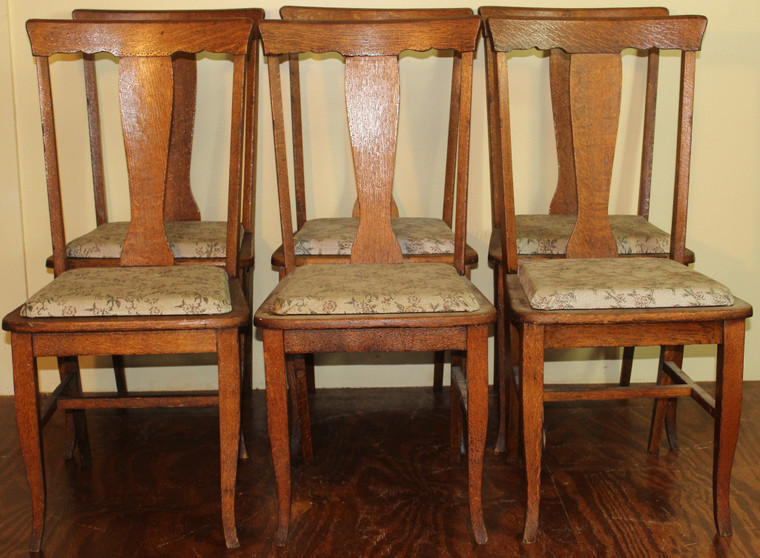 SOLD Set of 6 Oak T-Back Chairs