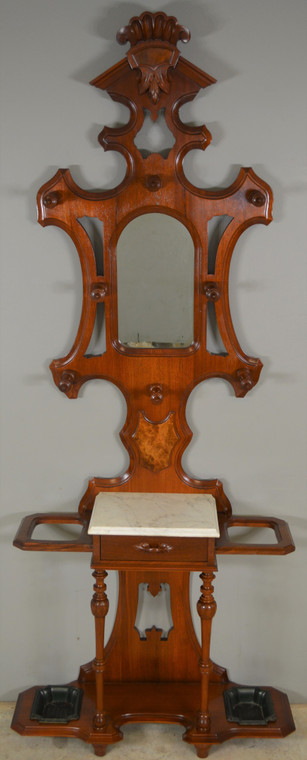 SOLD Victorian Walnut Marble Top Hall Tree