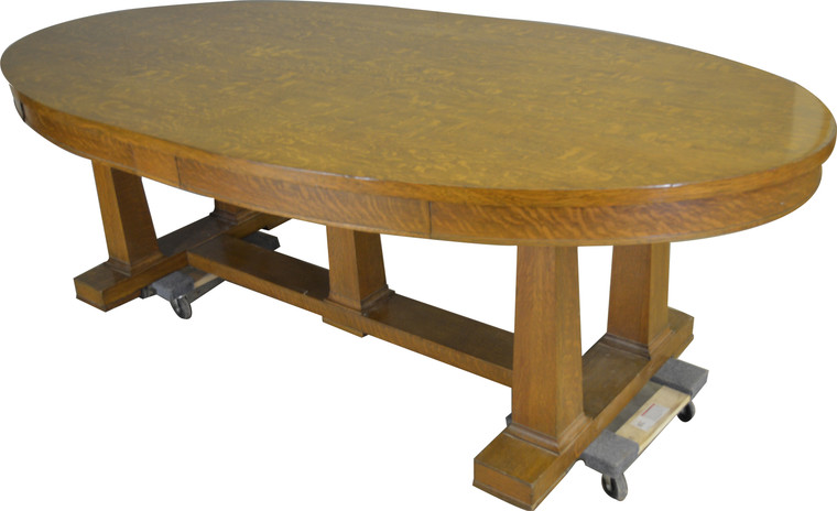 SOLD Antique Desk, Antique Oval Oak Conference Table-Eight Feet Long!