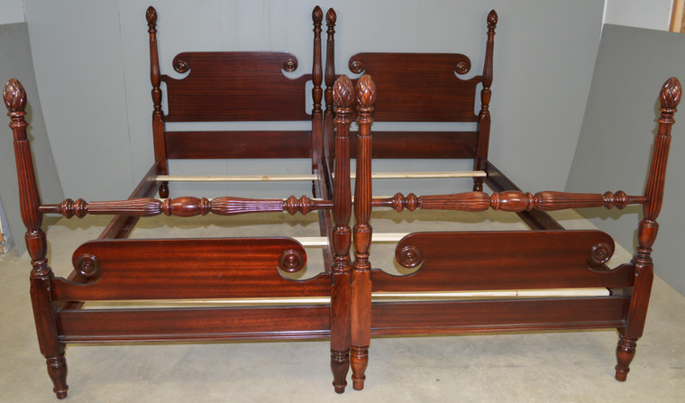 SOLD Pair of Twin Mahogany Poster Beds