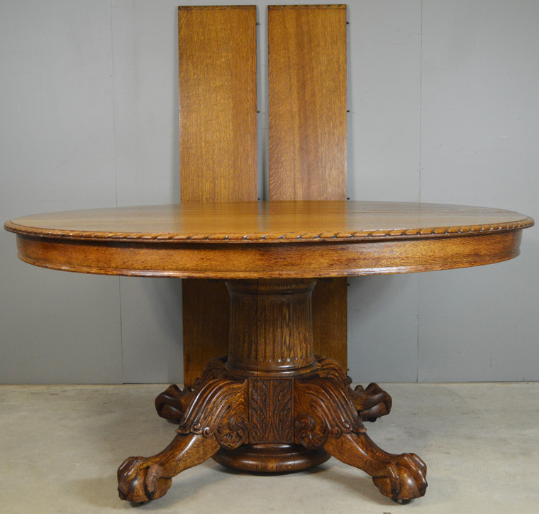 SOLD Carved 60 inch Oak Banquet Table by Horner Flint