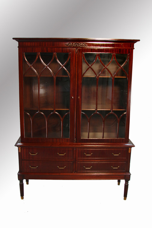 SOLD Mahogany Sheraton Step Back China Cabinet