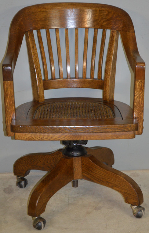 SOLD Oak Lawyers Refinished Bankers Office Swivel Chair