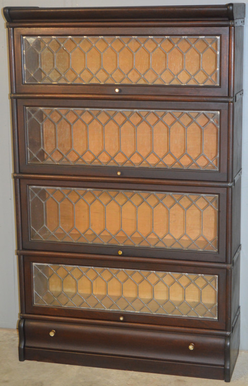 SOLD Mahogany Barrister Leaded Glass Bookcase with Drawer