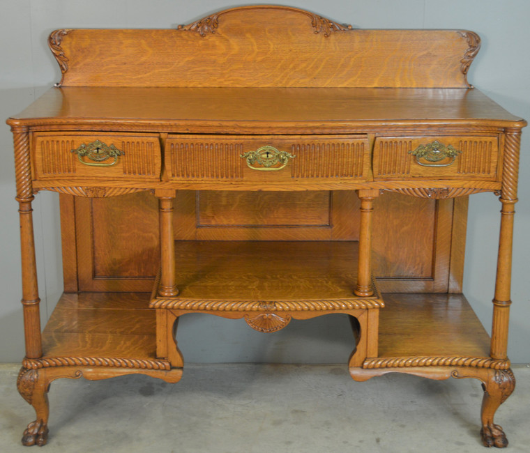 SOLD Oak Carved Exceptional Server – TV Stand