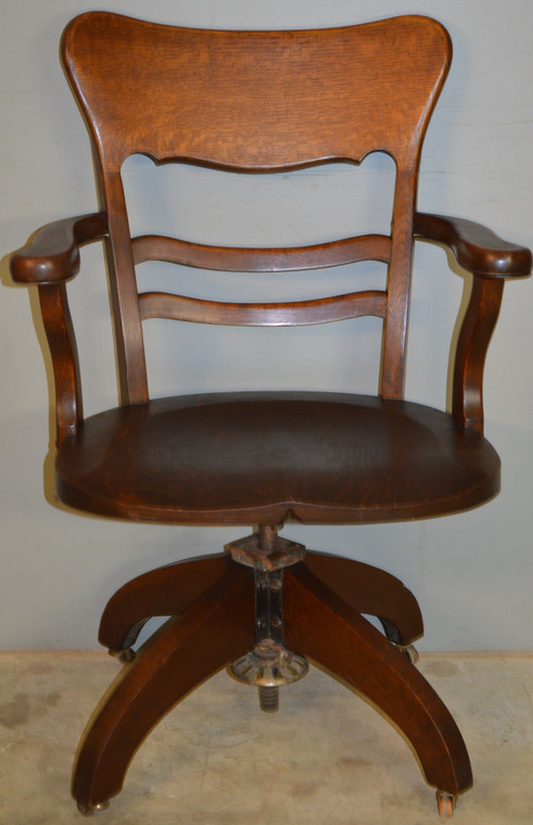 SOLD Oak Lawyers Bankers Tilting Office Chair