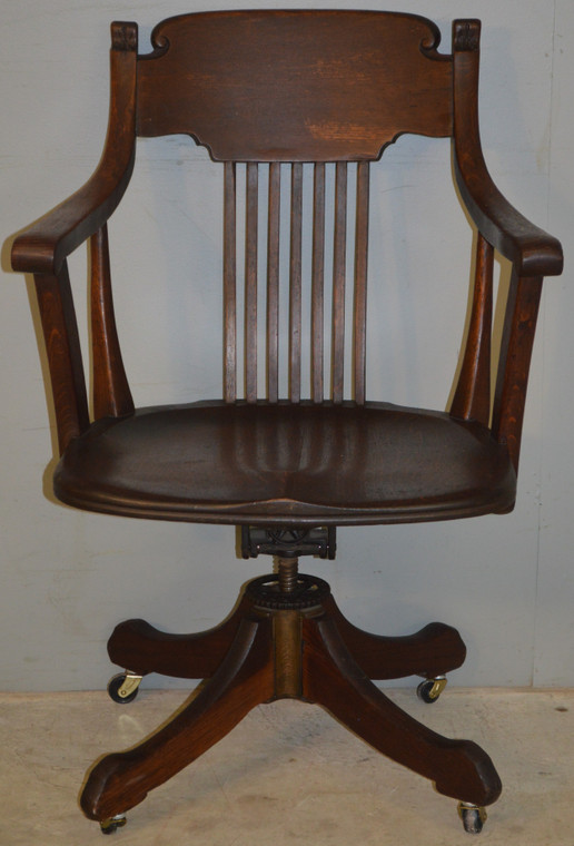 SOLD Victorian Tiger Sawn Oak Swivel Tilt Office Chair