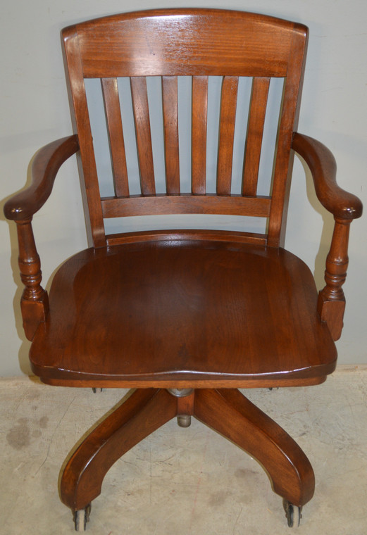 SOLD Walnut Swivel Tilt Lawyers Bankers Office Chair