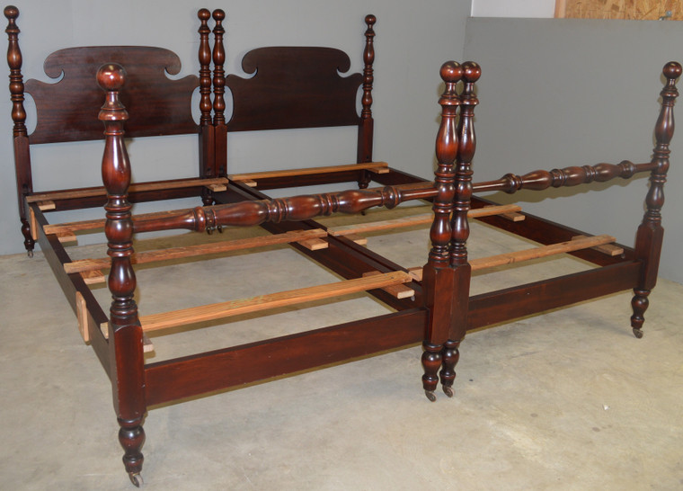 SOLD Pair of Mahogany Twin Poster Beds By Kindle