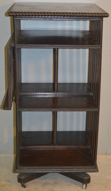 SOLD Oak Revolving Bookcase with Lectern
