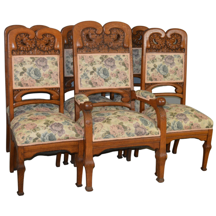 Carved Oak Dining Chairs