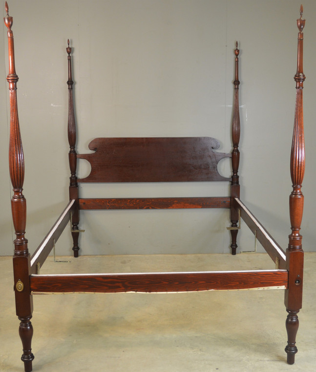 SOLD Mahogany Sheraton Pencil Poster Bed – Full Size