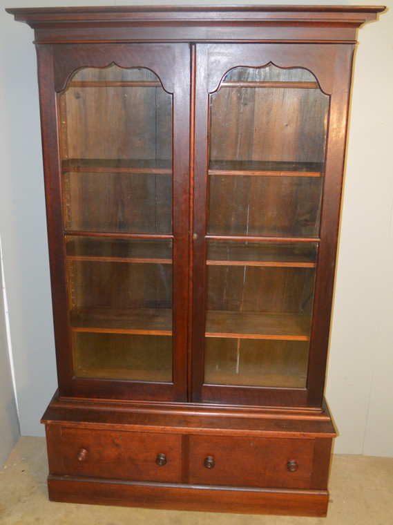 SOLD Victorian Step Back Walnut Bookcase-Civil War Era
