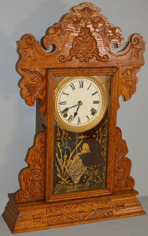 SOLD Oak Carved Mantle Clock by Sessions