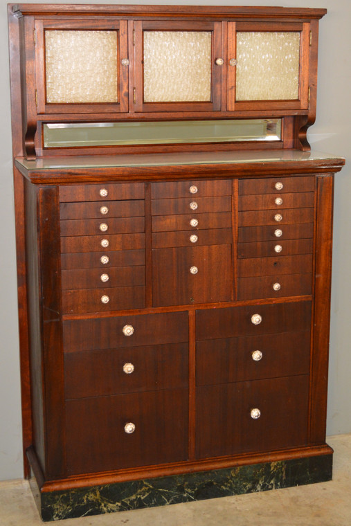 SOLD Mahogany Dentist Dental Cabinet Frosted Glass