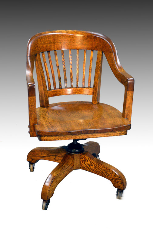 SOLD Oak Lawyers Banker Quarter Sawn Swivel Office Chair