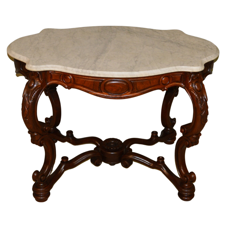 Victorian Rosewood Oversize Marble Parlor Table