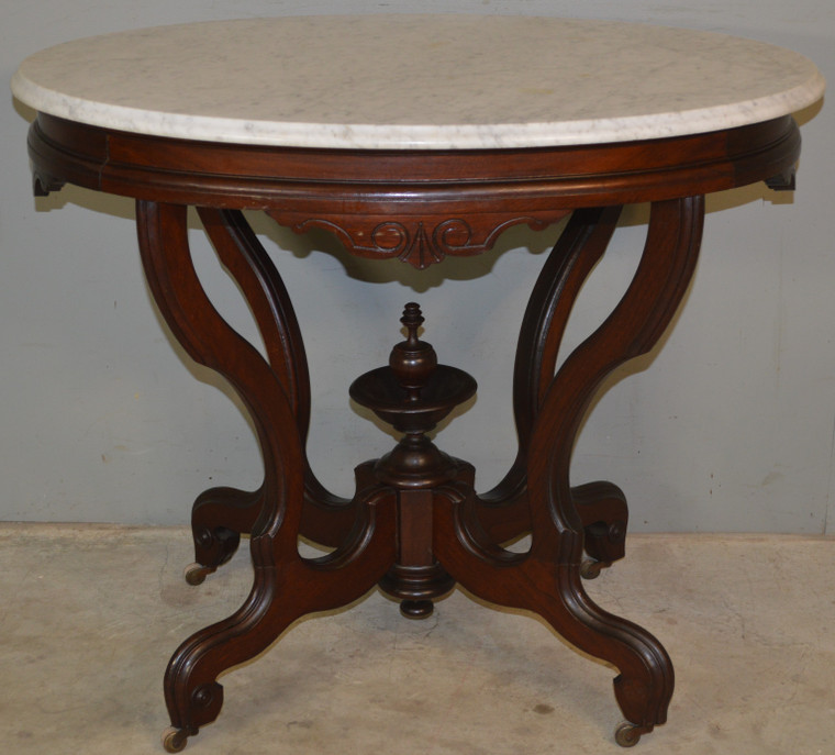 SOLD Antique Oval Victorian Marble Top Parlor Stand