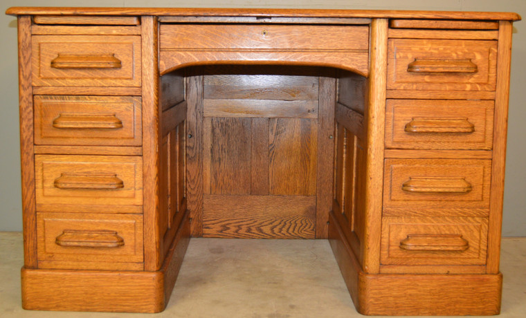 SOLD Oak Raised Panel Flat Top Lawyers Desk