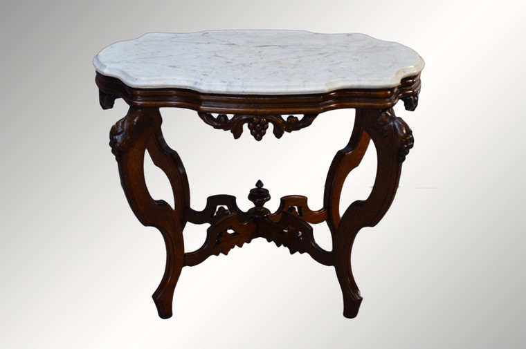 SOLD Antique Victorian Marble Top Grape and Leaf Parlor Table / Center Table