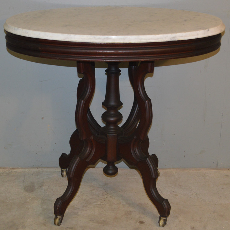SOLD Oval Marble Top Parlor Stand