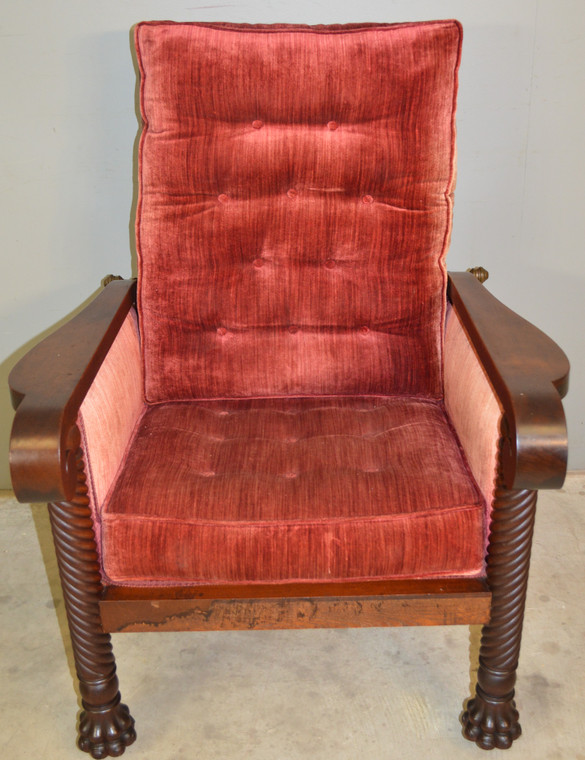 SOLD Unusual Mahogany Claw Foot Morris Chair