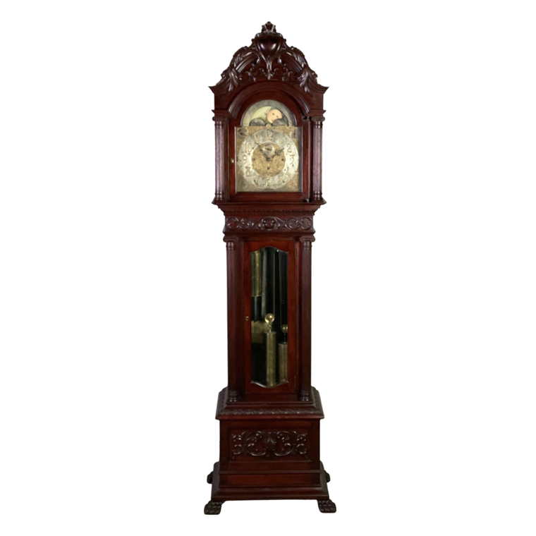 Mahogany Herschedes Grandfather carved clock