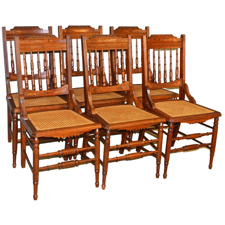 Victorian Burl Walnut Dining Chairs