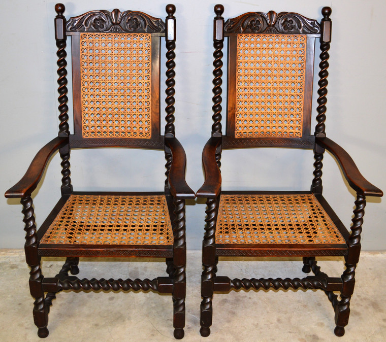 SOLD Pair of Barley Twist Throne Chairs – Victorian