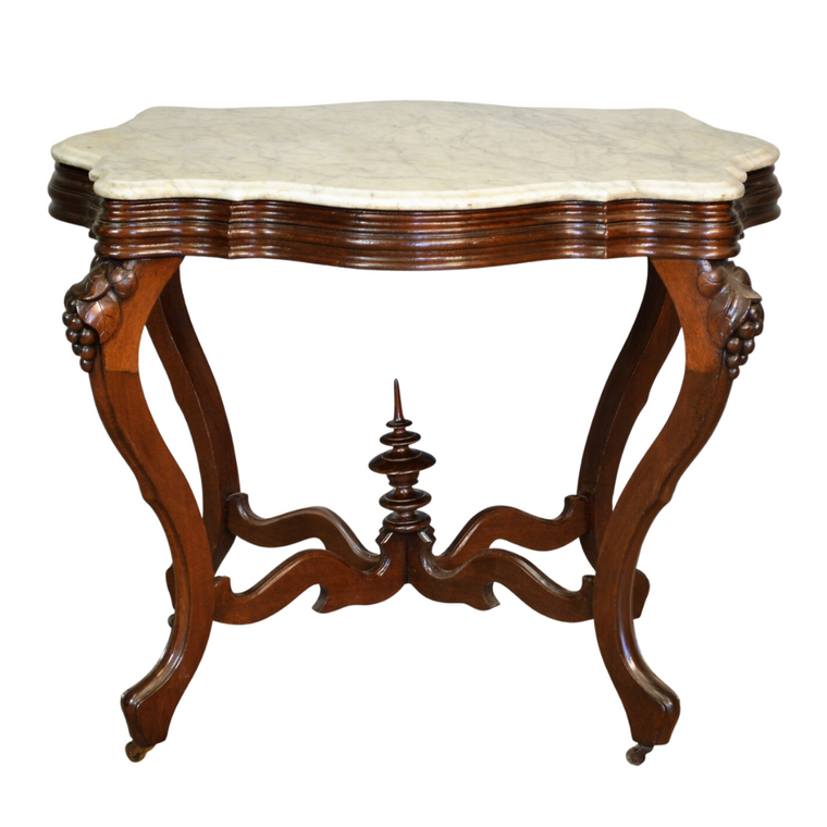 Victorian Marble Top Turtle Top Console Table