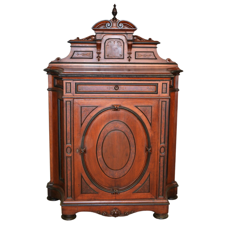 Burl Walnut Incise Carved Credenza