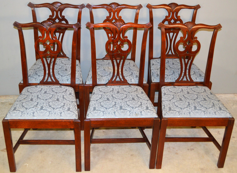 SOLD Set of 6 Mahogany Chippendale Dining Chairs
