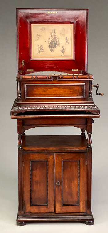 SOLD Regina Mahogany Music Box 15 1/2 Inch with Stand